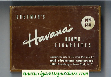 Sherman's Havana Brown Cigarettes No 149 wide flat hard box