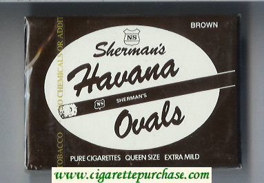 Sherman's Havana Ovals Brown Cigarettes wide flat hard box