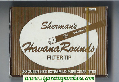 Sherman's Havana Rounds Filter Tip Brown Cigarettes wide flat hard box