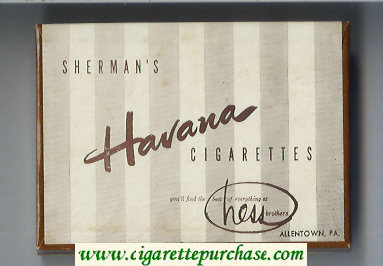 Sherman's Havana Cigarettes wide flat hard box