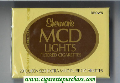 Sherman's MCD Lights Filtered Brown Cigarettes wide flat hard box
