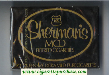 Sherman's MCD Filtered Cigarettes wide flat hard box