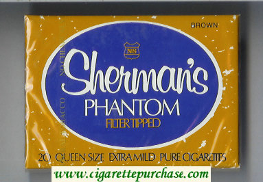 Sherman's Phantom Filter Tipped Brown Cigarettes wide flat hard box