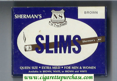 Sherman's Slims Brown Cigarettes wide flat hard box