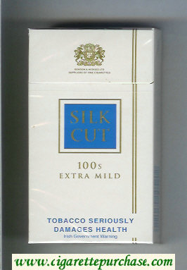 Silk Cut Extra Mild 100s cigarettes white and blue hard box