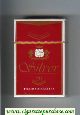 Silver cigarettes red hard box