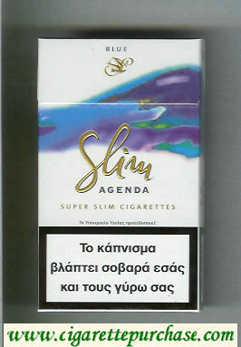 Slim Agenda Blue 100s cigarettes hard box