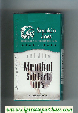 Smokin Joes Premium Menthol Soft Pack 100s cigarettes soft box