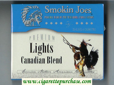 Smokin Joes Premium Lights Canadian Blend 25 cigarettes wide flat hard box