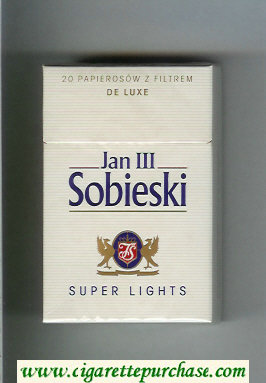 Sobieski Jan 111 De Luxe Super Lights cigarettes white hard box