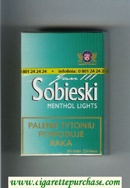 Sobieski Jan 111 Menthol Lights cigarettes green hard box