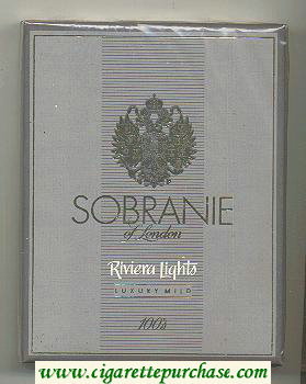 Sobranie of London Riviera Lights 100s cigarettes wide flat hard box