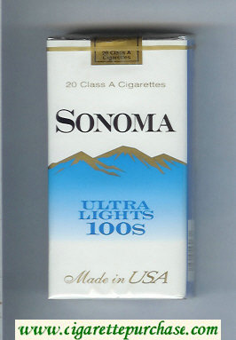 Sonoma Ultra Lights 100s cigarettes soft box