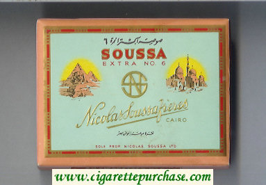 Soussa Extra No 6 cigarettes wide flat hard box