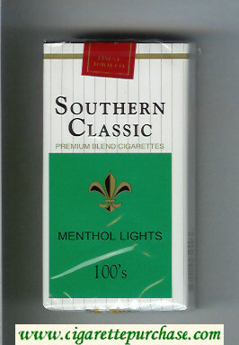 Southern Classic Menthol Lights 100s cigarettes soft box