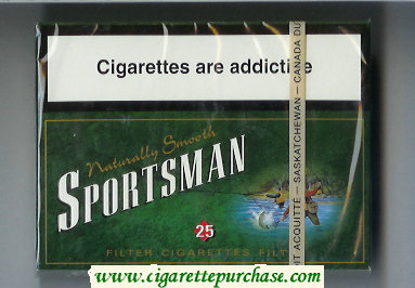 Sportsman Naturally Smooth 25 green Cigarettes wide flat hard box