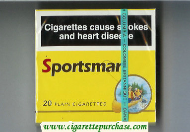 Sportsman Cigarettes yellow wide flat hard box