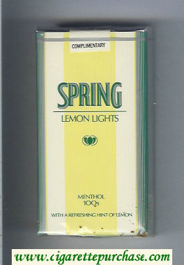 Spring Lemon Lights Menthol 100s Cigarettes soft box