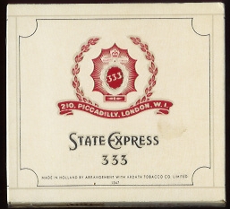 333 State Express cigarettes wide flat hard box