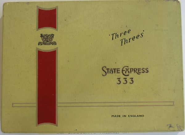 Three Threes State Express 333 50 cigarettes wide flat hard box