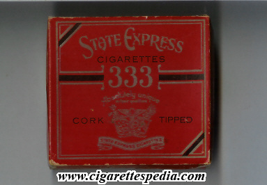 State Express 333 Cork Tipped cigarettes wide flat hard box