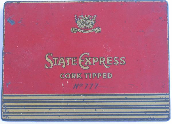 State Express Cork Tippe No 777 50 cigarettes wide flat hard box