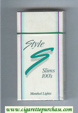 Style Slims Menthol Lights 100s cigarettes hard box