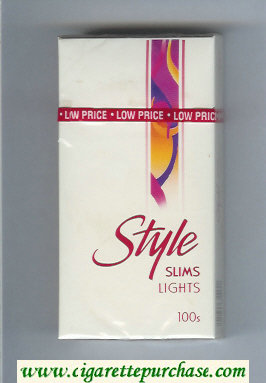 Style Slims Lights 100s cigarettes hard box