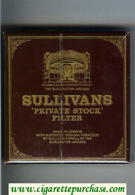 Sullivans Private Stock Filter Cigarettes wide flat hard box