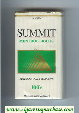 Summit Menthol Lights 100s Cigarettes soft box