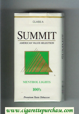 Summit Menthol Lights 100s Cigarettes soft box