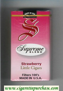 Supreme Blend Strawberry Little Cigars Filters 100s Cigarettes soft box