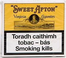 Sweet Afton Virginia Cigarettes wide flat hard box