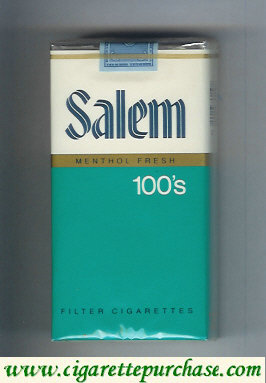 Discount Salem 100s Menthol Fresh green and white cigarettes soft box
