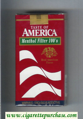 Taste of America Menthol Filter 100s cigarettes soft box