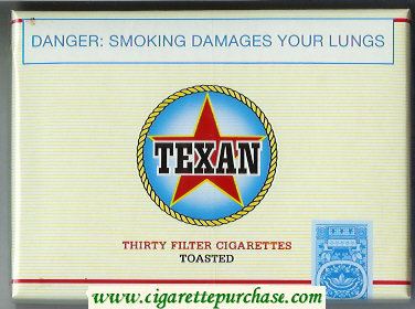 Texan Toasted 30 Filter cigarettes wide flat hard box