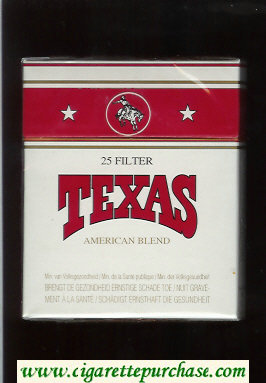 Texas 25 Filter American Blend cigarettes white and red hard box