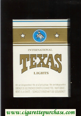 Texas Lights International cigarettes white and gold hard box