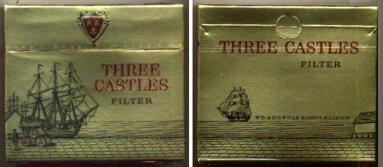 Three Castles Filter cigarettes wide flat hard box