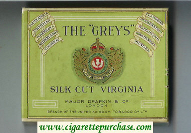 The 'Greys' Silk Cut Virginia cigarettes wide flat hard box