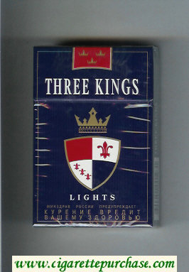 Three Kings Lights cigarettes blue hard box