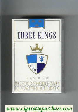 Three Kings Lights cigarettes white hard box