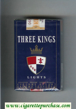 Three Kings Lights cigarettes blue soft box