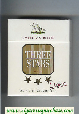 Three Stars American Blend Lights De Luxe 25 Filter cigarettes hard box