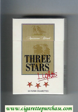 Three Stars Lights American Blend cigarettes hard box