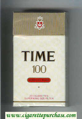 Time 100 American Blend cigarettes white and gold hard box