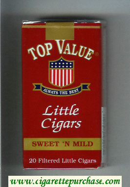 Top Value Little Cigars Sweet'n Mild 100s cigarettes soft box