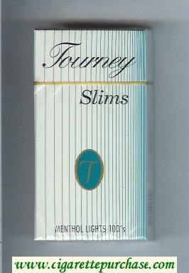 Tourney Slims Menthol Lights 100s Cigarettes hard box