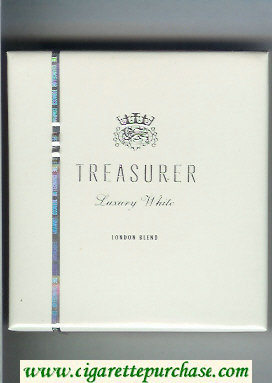 Treasurer Luxury White 100s cigarettes wide flat hard box