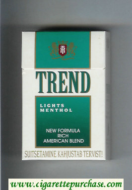 Trend Lights Menthol New Formula Rich American Blend cigarettes hard box